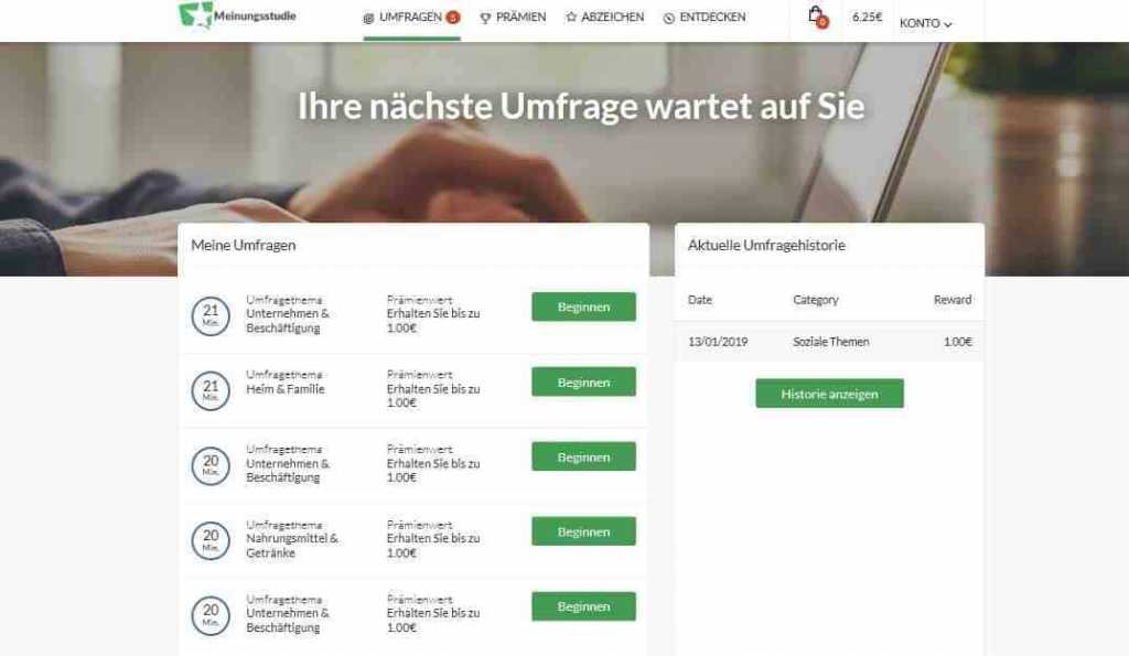 Meinungsstudie Kundenkonto