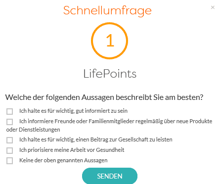 LifePoints Schnellumfrage